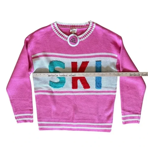 Peach Love Women's Pink Ski Pullover Sweater Size L Winter Casual color block‎ - Picture 2 of 10